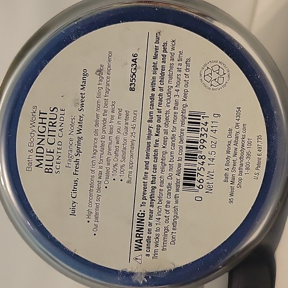 Midnight Blue Citrus 3-Wick - Picture 3 of 4